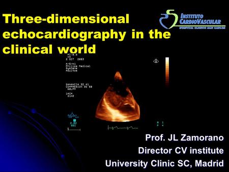 Three-dimensional echocardiography in the clinical world Prof. JL Zamorano Director CV institute University Clinic SC, Madrid.