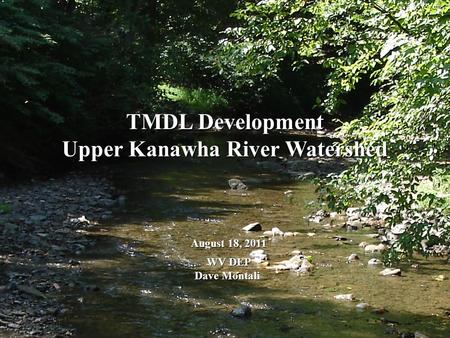 TMDL Development Upper Kanawha River Watershed August 18, 2011 WV DEP WV DEP Dave Montali.