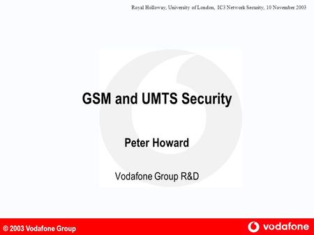 Peter Howard Vodafone Group R&D