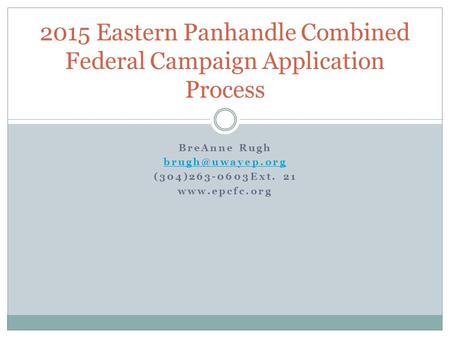 2015 Eastern Panhandle Combined Federal Campaign Application Process