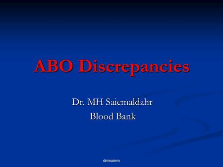 Dr. MH Saiemaldahr Blood Bank
