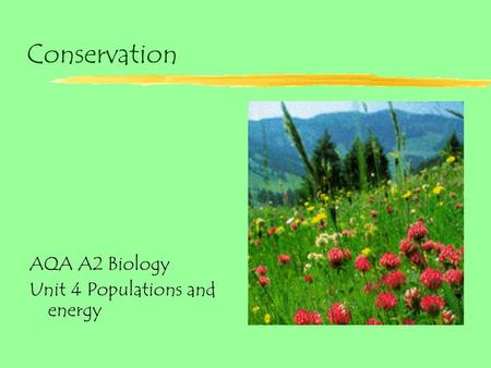 Conservation AQA A2 Biology Unit 4 Populations and energy.