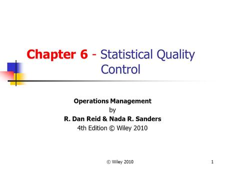 Chapter 6 - Statistical Quality Control