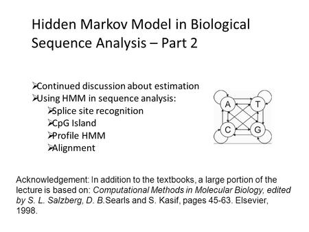 Hidden Markov Model in Biological Sequence Analysis – Part 2