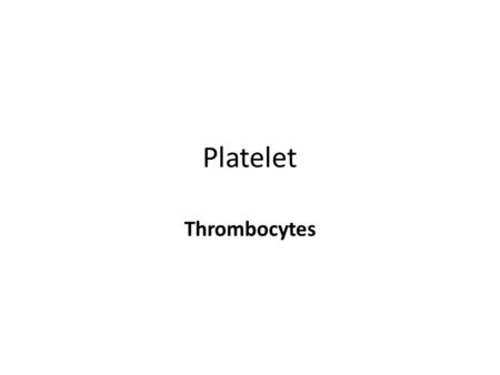 Platelet Thrombocytes.