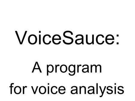 A program for voice analysis