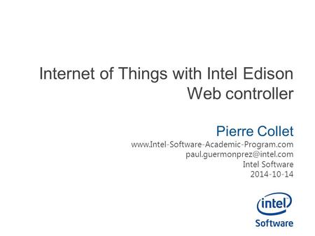 Internet of Things with Intel Edison Web controller