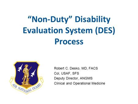 “Non-Duty” Disability Evaluation System (DES) Process