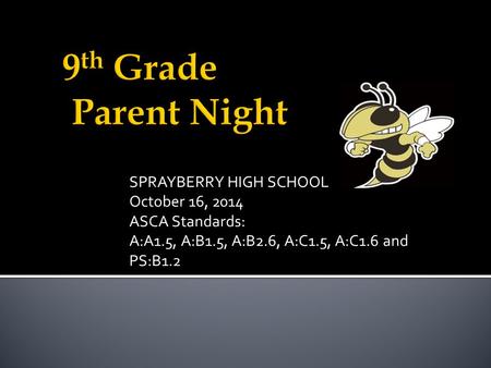 SPRAYBERRY HIGH SCHOOL October 16, 2014 ASCA Standards: A:A1.5, A:B1.5, A:B2.6, A:C1.5, A:C1.6 and PS:B1.2.