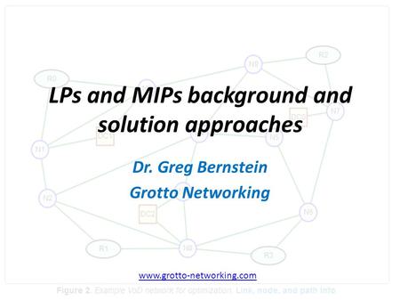 LPs and MIPs background and solution approaches Dr. Greg Bernstein Grotto Networking www.grotto-networking.com.