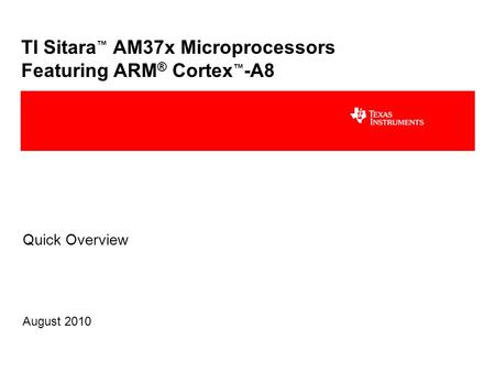 TI Sitara™ AM37x Microprocessors Featuring ARM® Cortex™-A8