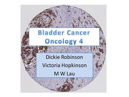 Dickie Robinson Victoria Hopkinson M W Lau. Outline / Objectives Dickie Epidemiology Diagnosis Pathology Staging Victoria Haematospermia Cytology and.