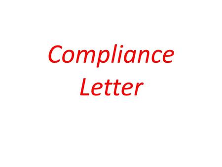 Compliance Letter.
