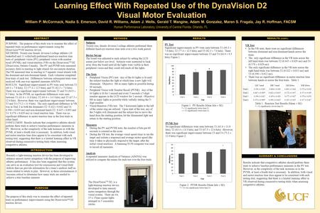 TEMPLATE DESIGN © 2008 www.PosterPresentations.com Learning Effect With Repeated Use of the DynaVision D2 Visual Motor Evaluation William P. McCormack,