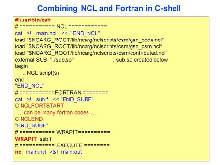 Combining NCL and Fortran in C-shell
