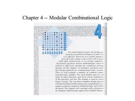 Chapter 4 -- Modular Combinational Logic. Decoders.