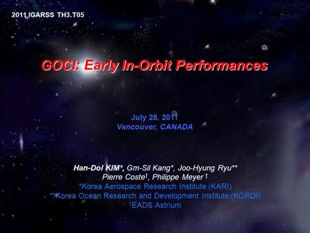 GOCI: Early In-Orbit Performances