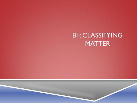 B1: CLASSIFYING MATTER. B1-1: WHAT ARE ELEMENTS?