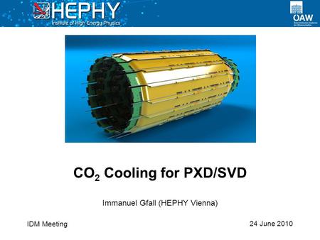 24 June 2010 Immanuel Gfall (HEPHY Vienna) CO 2 Cooling for PXD/SVD IDM Meeting.