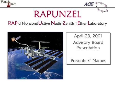 RAPUNZEL April 28, 2001 Advisory Board Presentation Presenters’ Names April 28, 2001 Advisory Board Presentation Presenters’ Names RAPUNZEL RAP id N oncond.