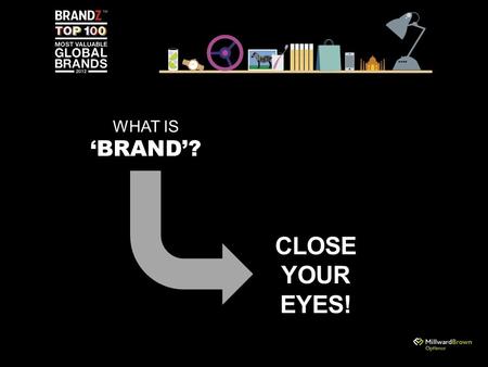 CLOSE YOUR EYES! WHAT IS ‘BRAND’?. DO NOT THINK OF…
