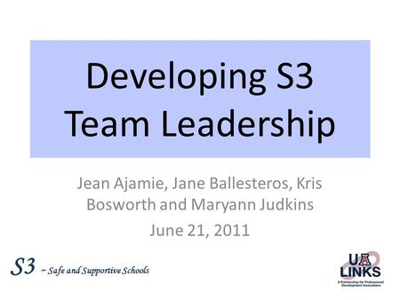 Developing S3 Team Leadership
