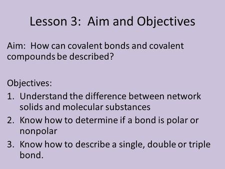 Lesson 3: Aim and Objectives