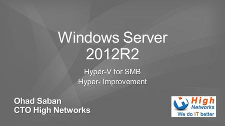 Ohad Saban CTO High Networks. A compression engine is built into Live Migration in Windows Server 2012 R2 Hyper-V. The CPU in hosts is often underused.