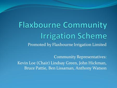 Flaxbourne Community Irrigation Scheme
