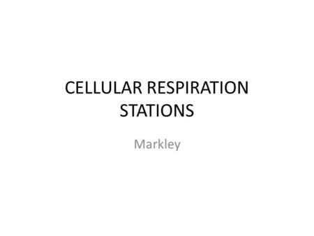CELLULAR RESPIRATION STATIONS Markley. STATION 1: OVERVIEW.