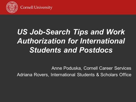 Anne Poduska, Cornell Career Services