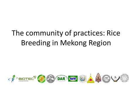 The community of practices: Rice Breeding in Mekong Region.