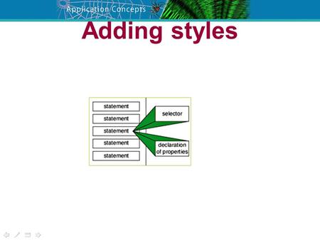 Adding styles. Three alternatives HIT151 Web 'n' Net Web Page Basics /*stylesheet*/ h1,h2,h3 { font-family: verdana, arial, 'sans serif'; } p,table,li.