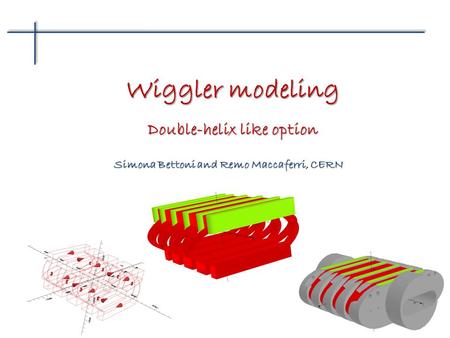 Simona Bettoni and Remo Maccaferri, CERN Wiggler modeling Double-helix like option.