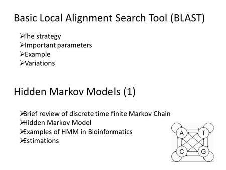 Hidden Markov Models (1)  Brief review of discrete time finite Markov Chain  Hidden Markov Model  Examples of HMM in Bioinformatics  Estimations Basic.
