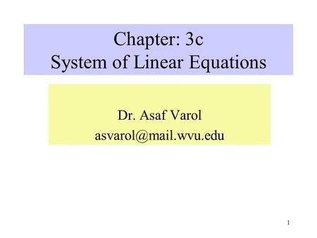 Chapter: 3c System of Linear Equations