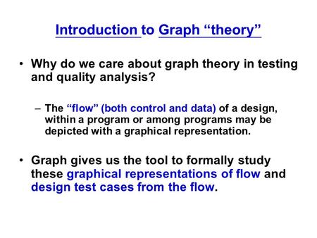 Introduction to Graph “theory”