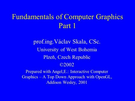 Fundamentals of Computer Graphics Part 1