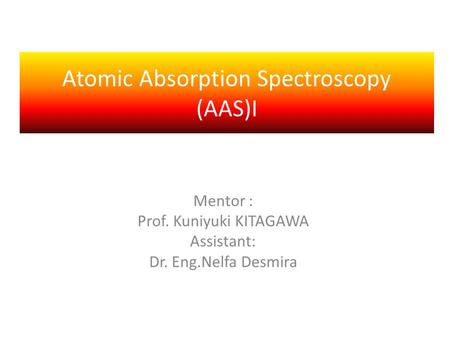 Atomic Absorption Spectroscopy (AAS)I