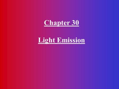 Chapter 30 Light Emission