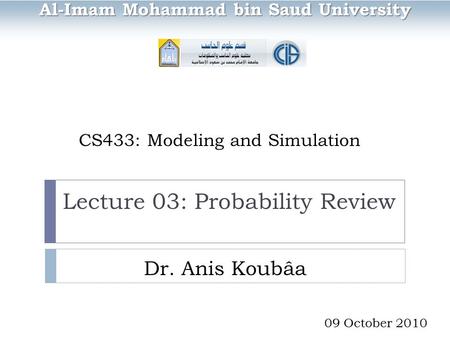 CS433: Modeling and Simulation