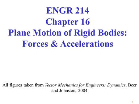 ENGR 214 Chapter 16 Plane Motion of Rigid Bodies: