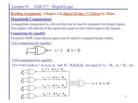 Lecture #9 EGR 277 – Digital Logic