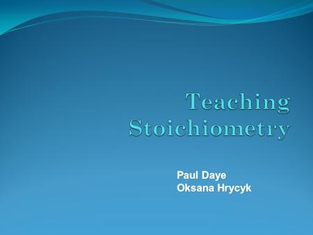 Teaching Stoichiometry