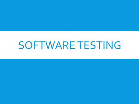 SOFTWARE TESTING. INTRODUCTION  Software Testing is the process of executing a program or system with the intent of finding errors.  It involves any.