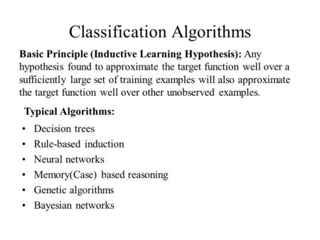 Classification Algorithms