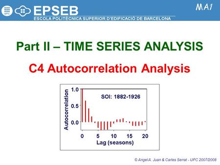 Part II – TIME SERIES ANALYSIS C4 Autocorrelation Analysis © Angel A. Juan & Carles Serrat - UPC 2007/2008.