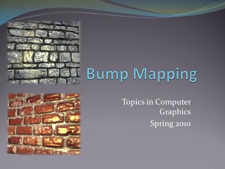 Topics in Computer Graphics Spring 2010. Application.