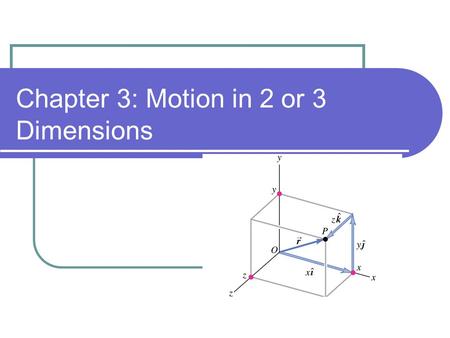 Chapter 3: Motion in 2 or 3 Dimensions