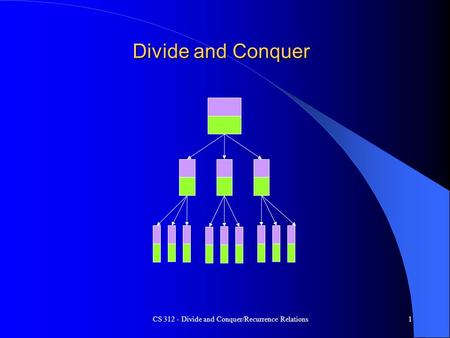 CS 312 - Divide and Conquer/Recurrence Relations1 Divide and Conquer.
